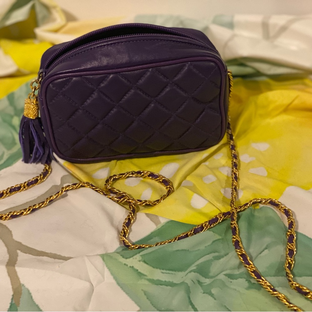 Vintage Saks Fifth Avenue Purple Quilted Crossbody